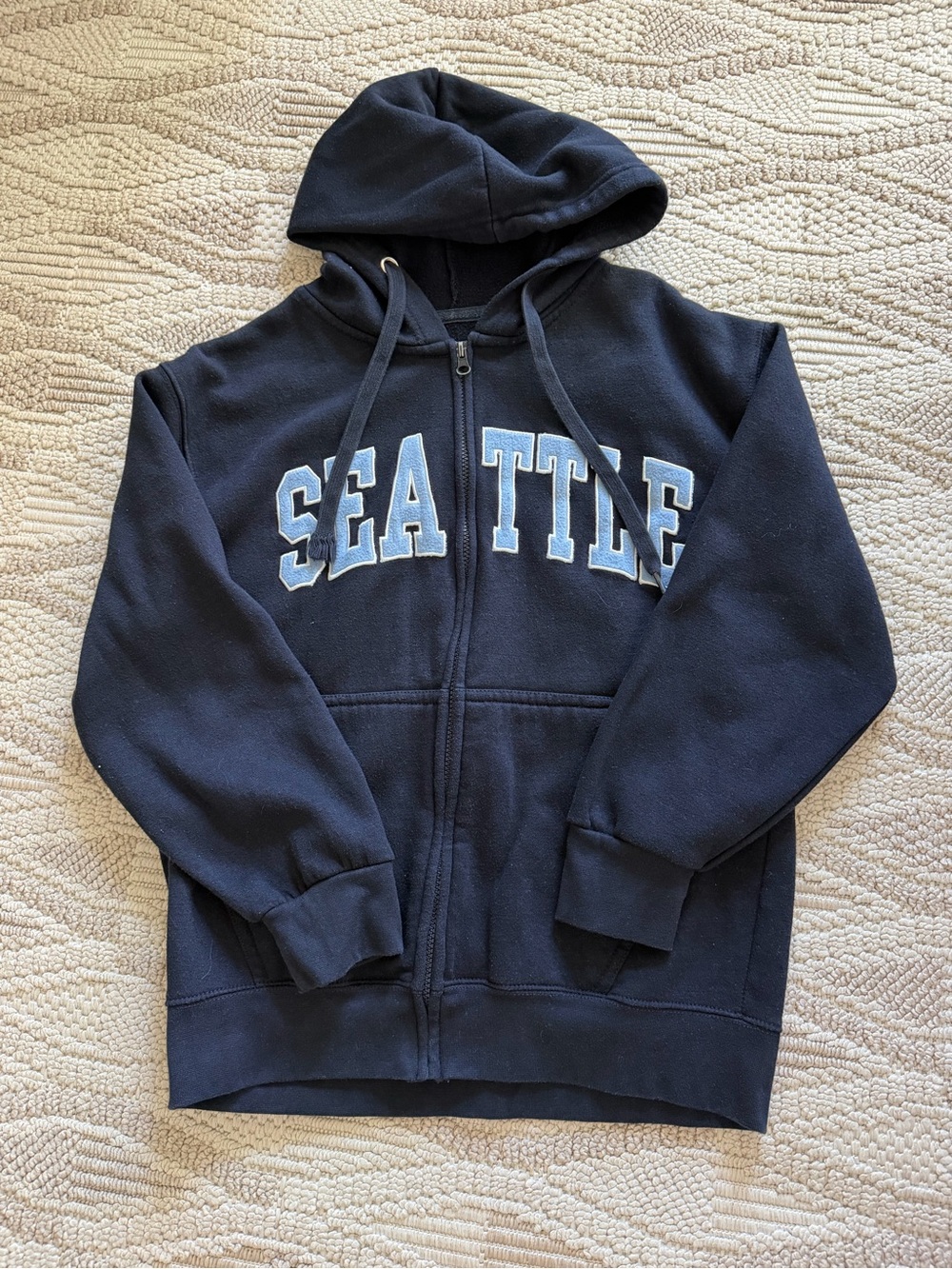 Navy Blue 'Seattle' Zip-Up Hoodie with Hood